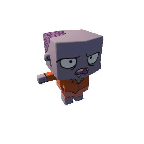 Cute Low Poly Zombie Purple